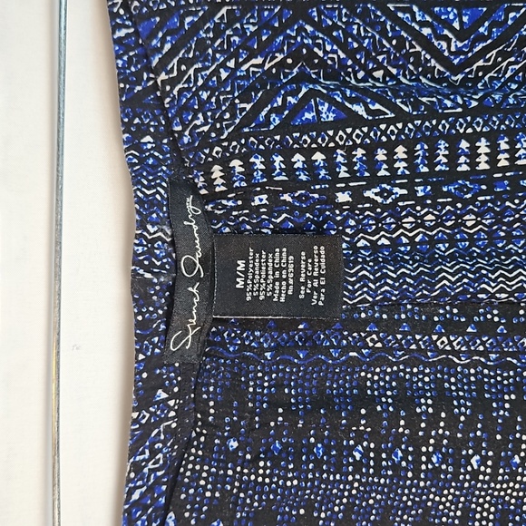 Women's French Laundry Medium Blue/Black/White Geometric Stretch Leggings T7 - Picture 2 of 4